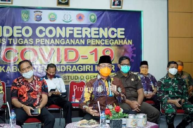 Bupati Wardan Ikuti Vidcon Pemprov Riau Tentang PSBB