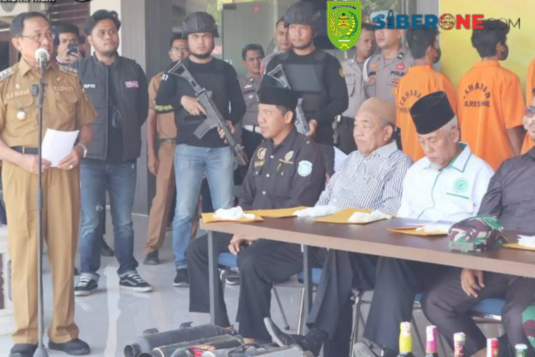 Bupati Inhil Hadiri Press Release Pemusnahan Barang Bukti Tindak Pidana Operasi Cipta Kondisi